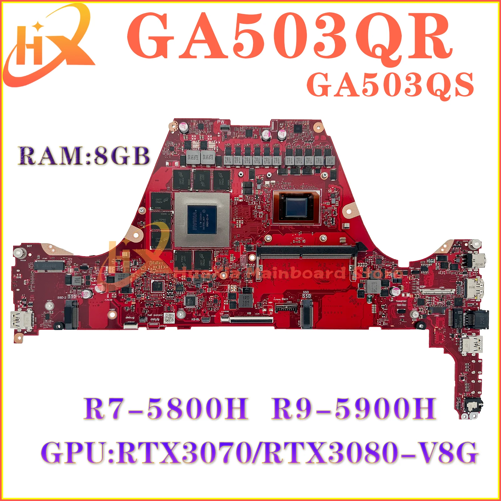 KEFU Mainboard For ASUS ‎ROG GA503QS GA503Q GA503QR GA503QM Laptop Motherboard R7 R9 RTX3080/RTX3070-V8G RTX3060/V6G 16GB/8G-RAM