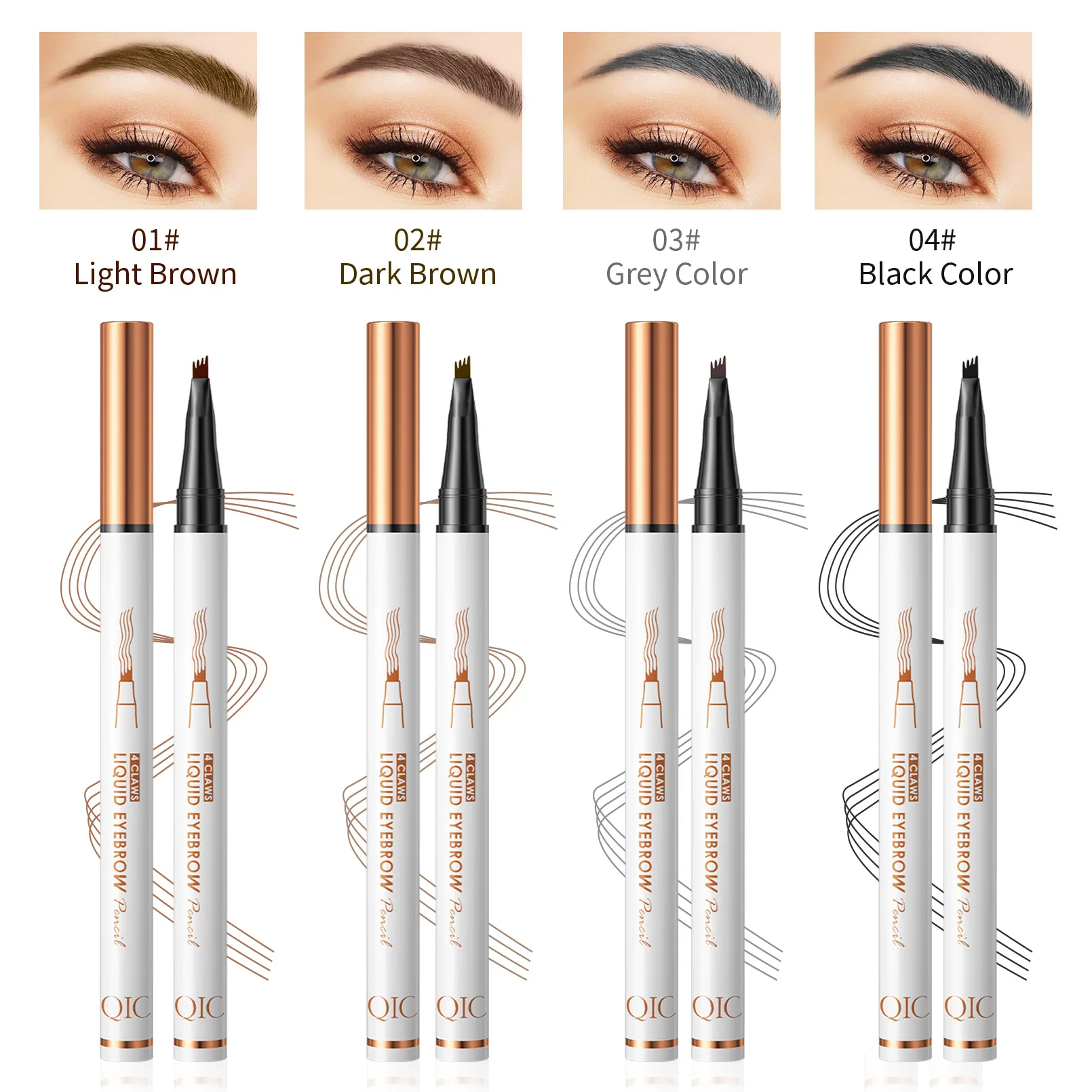 four-claw eyebrow pencil waterproof 5D micro-engraving liquid pencil naturally brightens the complexion long lasting Makeup