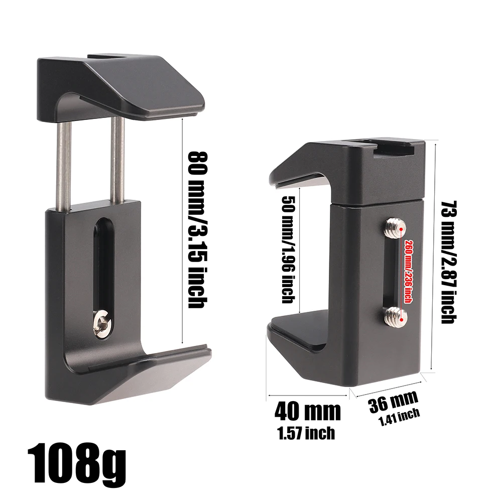 Charging Treasure Clip Metal Phone Holder Clamp With Cold Shoe Tripod Mount Clip for TikTok Vlog Photography Aluminum Alloy