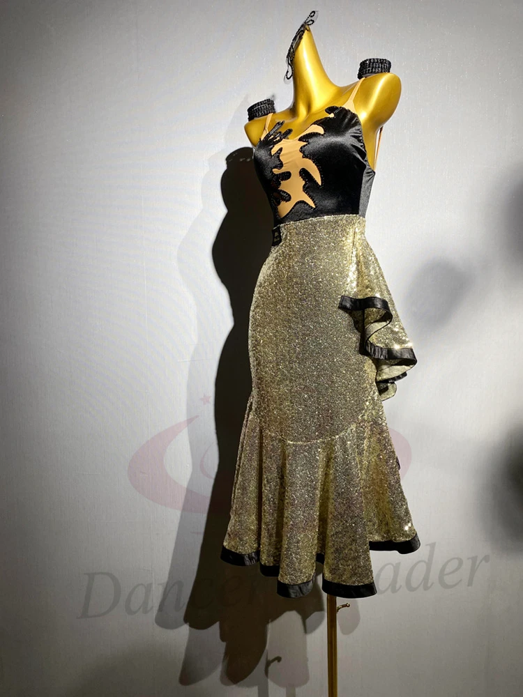 

Платье для латинских танцев для взрослых и детей AB Stone, высококачественная легкая роскошная юбка в стиле блесток на заказ, женская одежда для точного танго