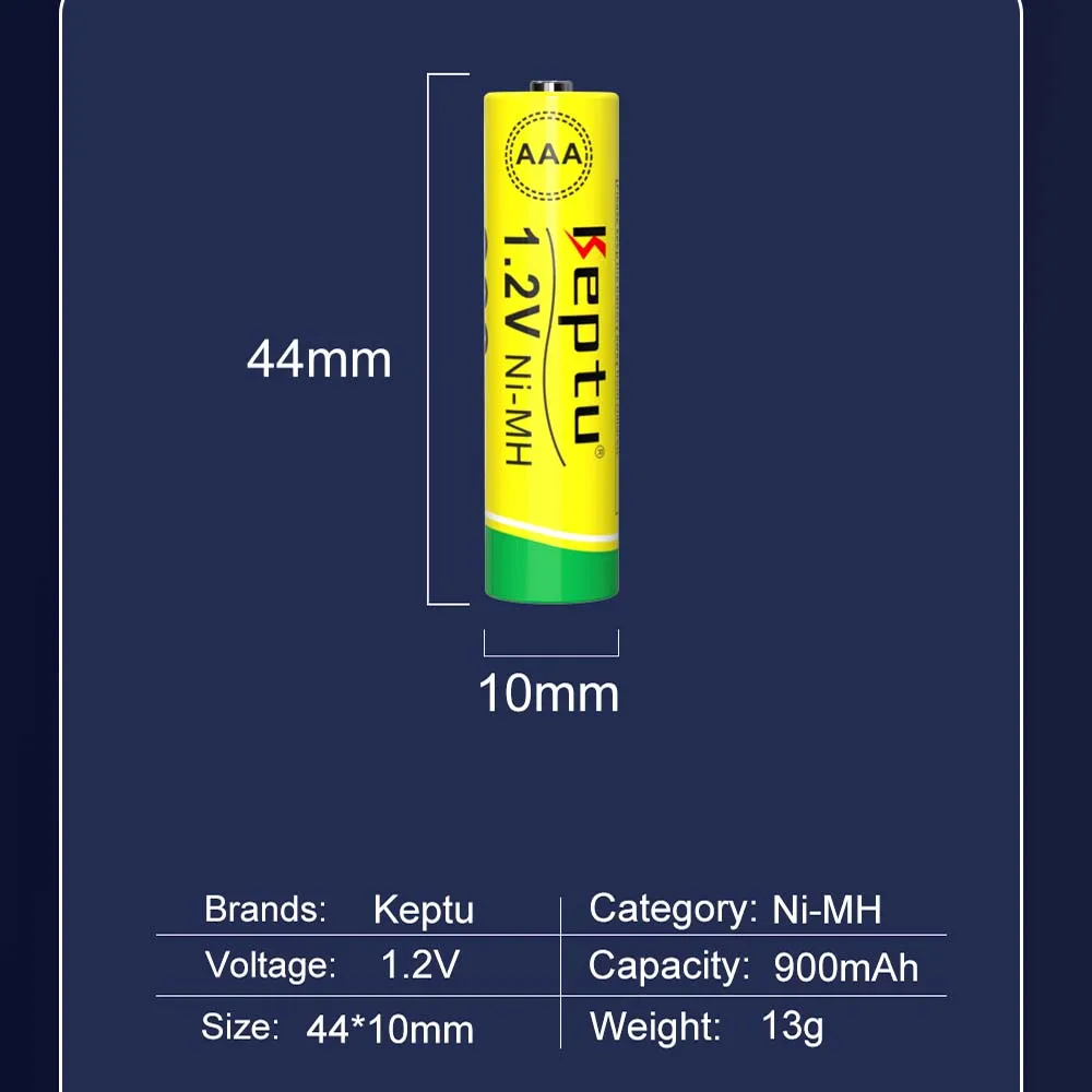 KEPTU Ni-MH AAA Battery 1.2V AAA Rechargeable Battery 900mAh 3A Bateria with AAA/AA Battery Charger