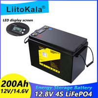 LiitoKala 12V 200AH+LCD lifepo4 батарея 4S 12.8V 200Ah с дисплеем напряжения