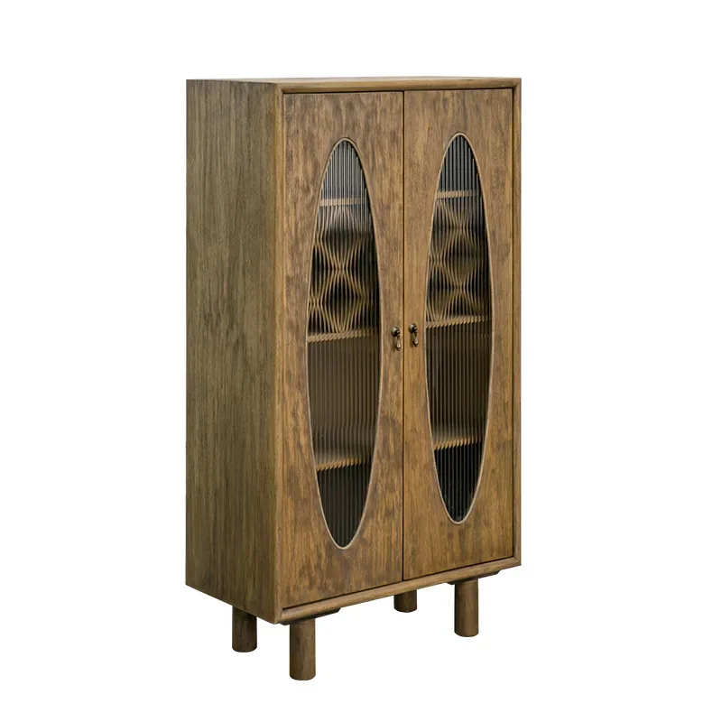 

Nordic retro old solid wood wine cabinet, American country wine locker, nostalgic rubber wood restaurant antique edge