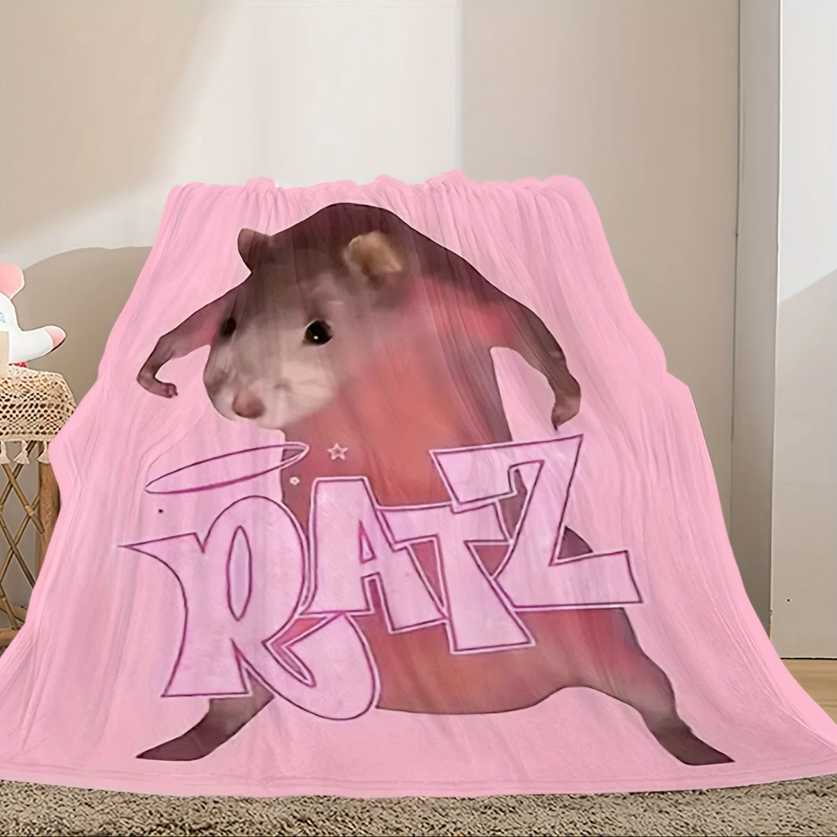 Contemporary Rat Graphic Throw Blanket - Digital Print, Tear Resistant, All-Season Comfort for Room Decor Or Gift