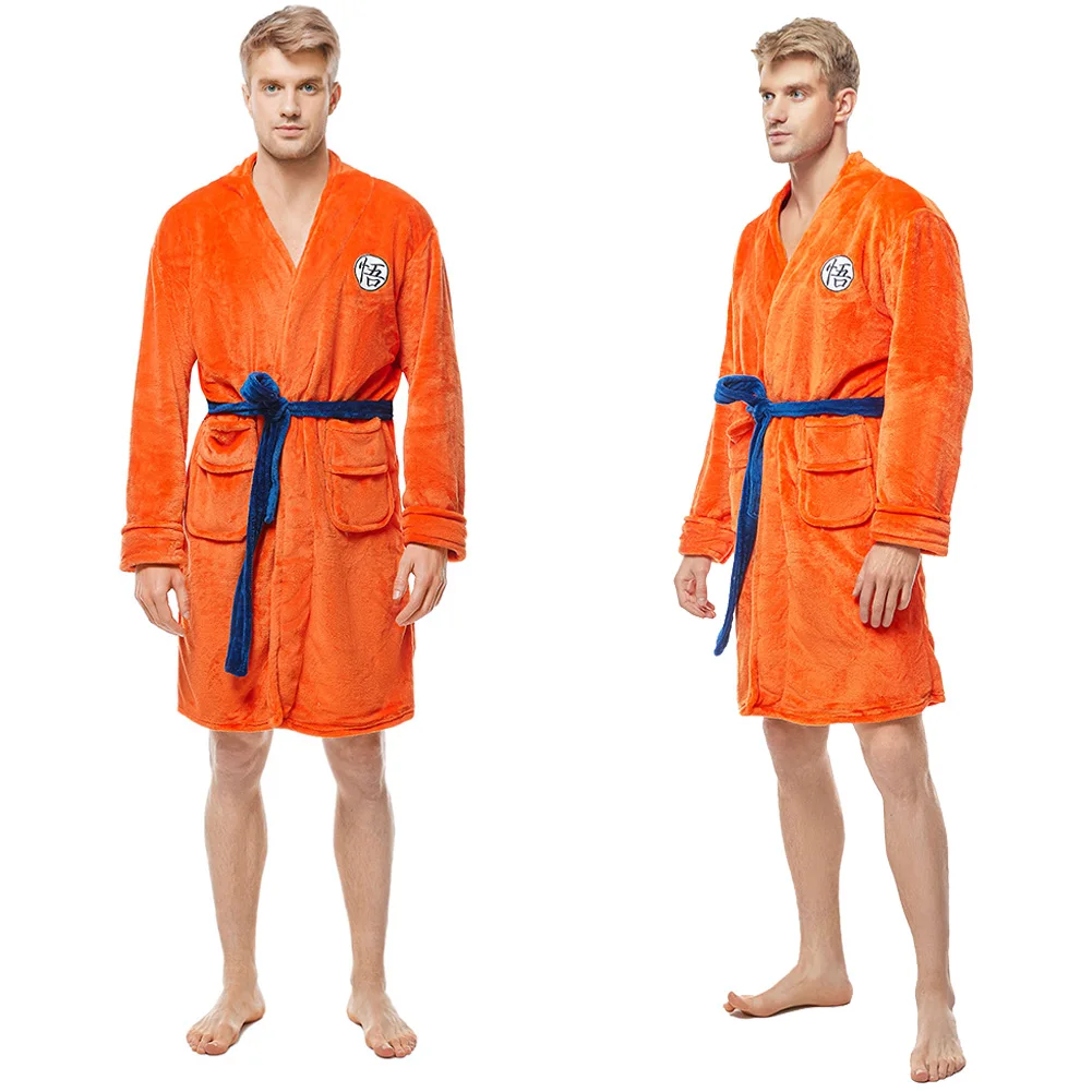 Zacht Kind Volwassen Goku Cosplay Badjas Anime Super Held Disfraz Kostuum Warme Volwassen Jongens Flanellen Pyjama Kimono Home Fancy Wear