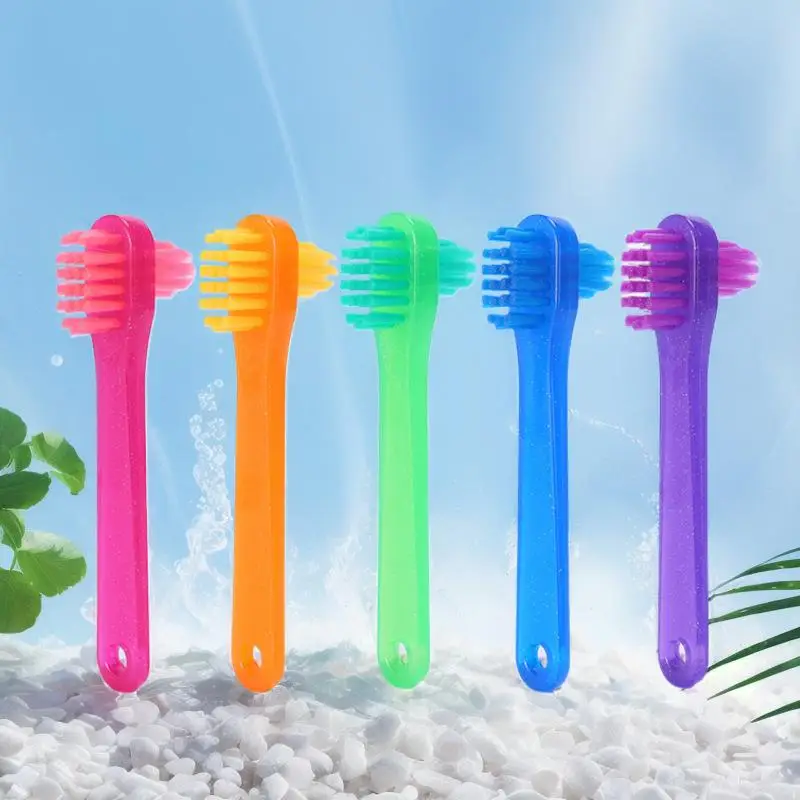1/5/10 Pcs T-shape Denture Dedicated Plastic Brush Toothbrush Dual Head False Teeth Brushes Braces Retainer Descaling Brush