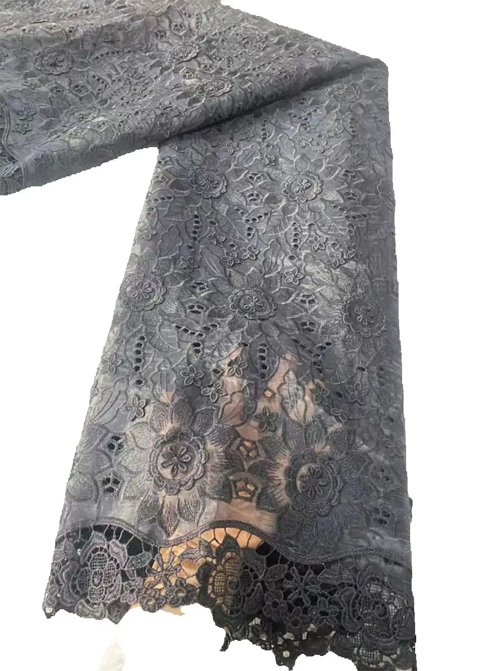 

Nigerian Embroidery Lace Fabric,African,Cotton Fabrics By The Meter,High Quality,Latest,Linen,Wedding Dress,Tulle,2025,5 Yards