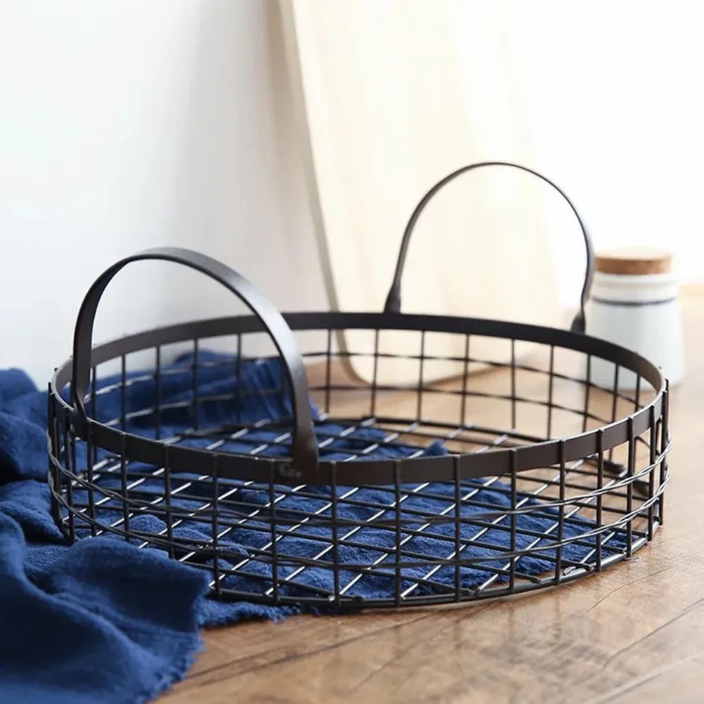 

Fruit Baskets Household Container Eggs Tabletop Metal Storage Wire Basket H Multifunction Snack Holder Portable Sturdy Use