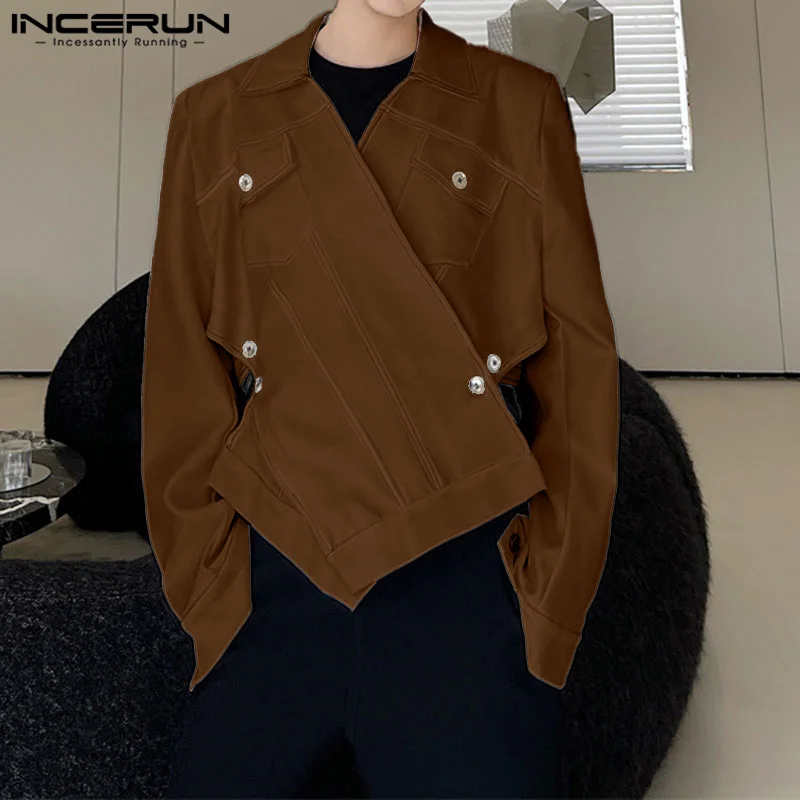 

INCERUN Tops 2024 Korean Style Mens Deconstructive Design Jackets Coats Casual Streetwear Solid Loose Long Sleeved Jackets S-5XL