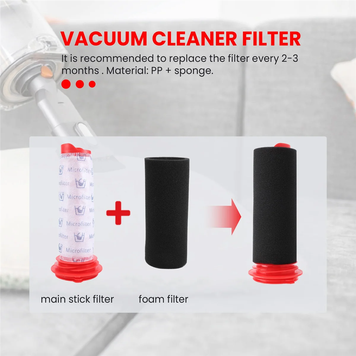 보쉬 무선 진공 청소기용 교체 필터 키트, 메인 스틱 필터 3 개, 폼 애슬렛 필터 3 개