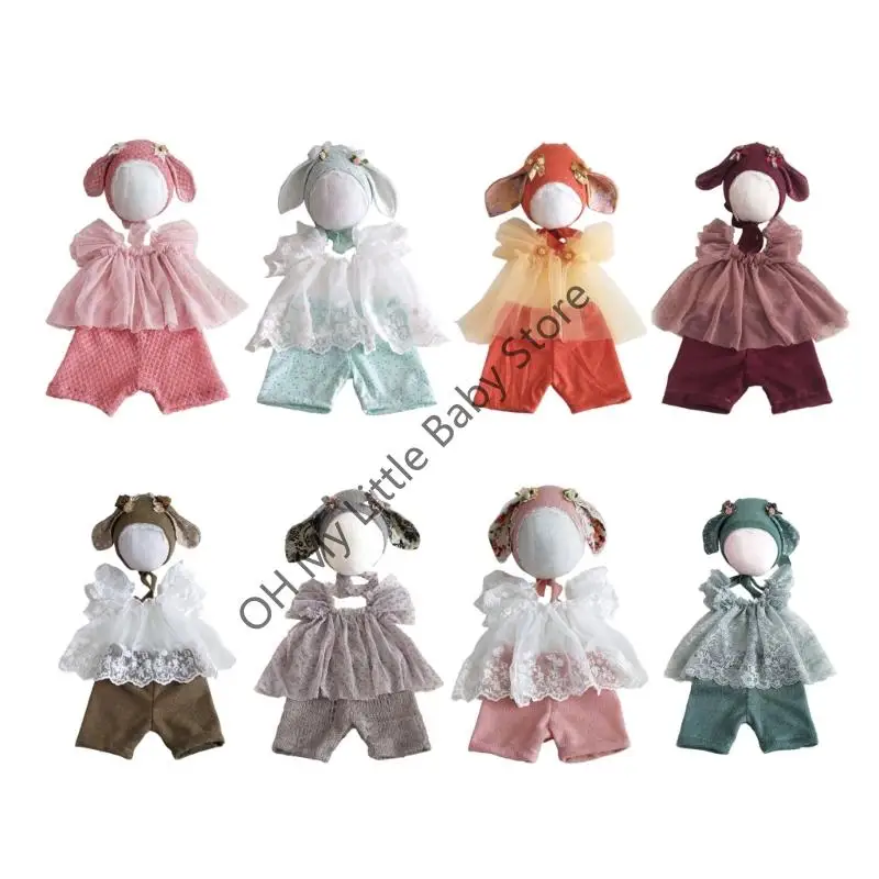 

M76C Новорожденные портретные кружевные платья наряд наряды из тюля хлопковое изделия для животных дизайнер ушей для детских