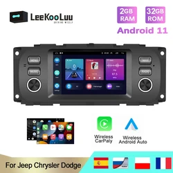 LeeKooLuu 2 Din Android 11 Car Radio GPS Wifi Wireless Carplay Player For JEEP Grand Cherokee Liberty Wrangler Chrysler Dodge