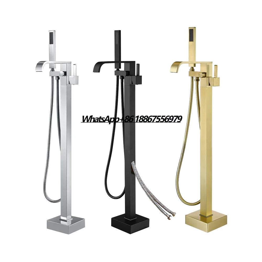 

Hotel & Homestay Freestanding Bathtub Shower Faucet Set Thermostatic Single Handle Waterfall Spout Rain Spray Pattern for Villas