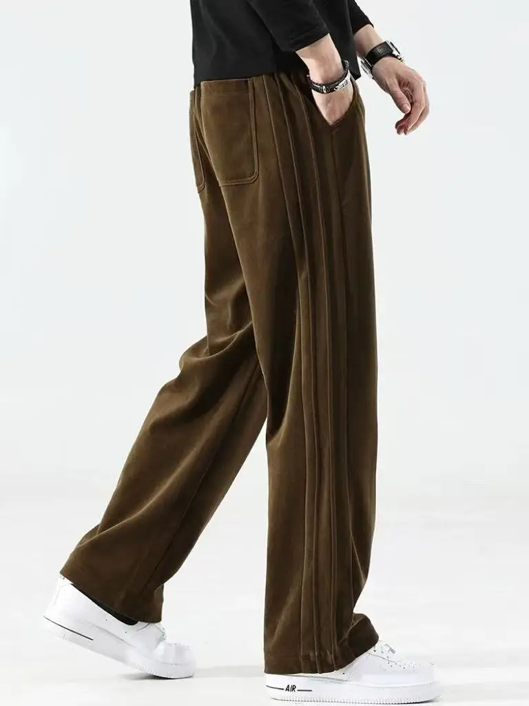 

New Men's Casual Straight Leg Pants Autumn Winter Polyester Fiber Dstring Loose Fit Spor Casual Trousers