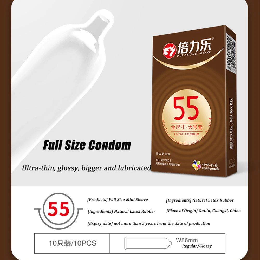 Ultra Thin Large Condom 55/56/58/60mm Penis Sleeves Condom Lubricant Glossy Natural Latex Adult Erotic Safer Sex Products - Image 4