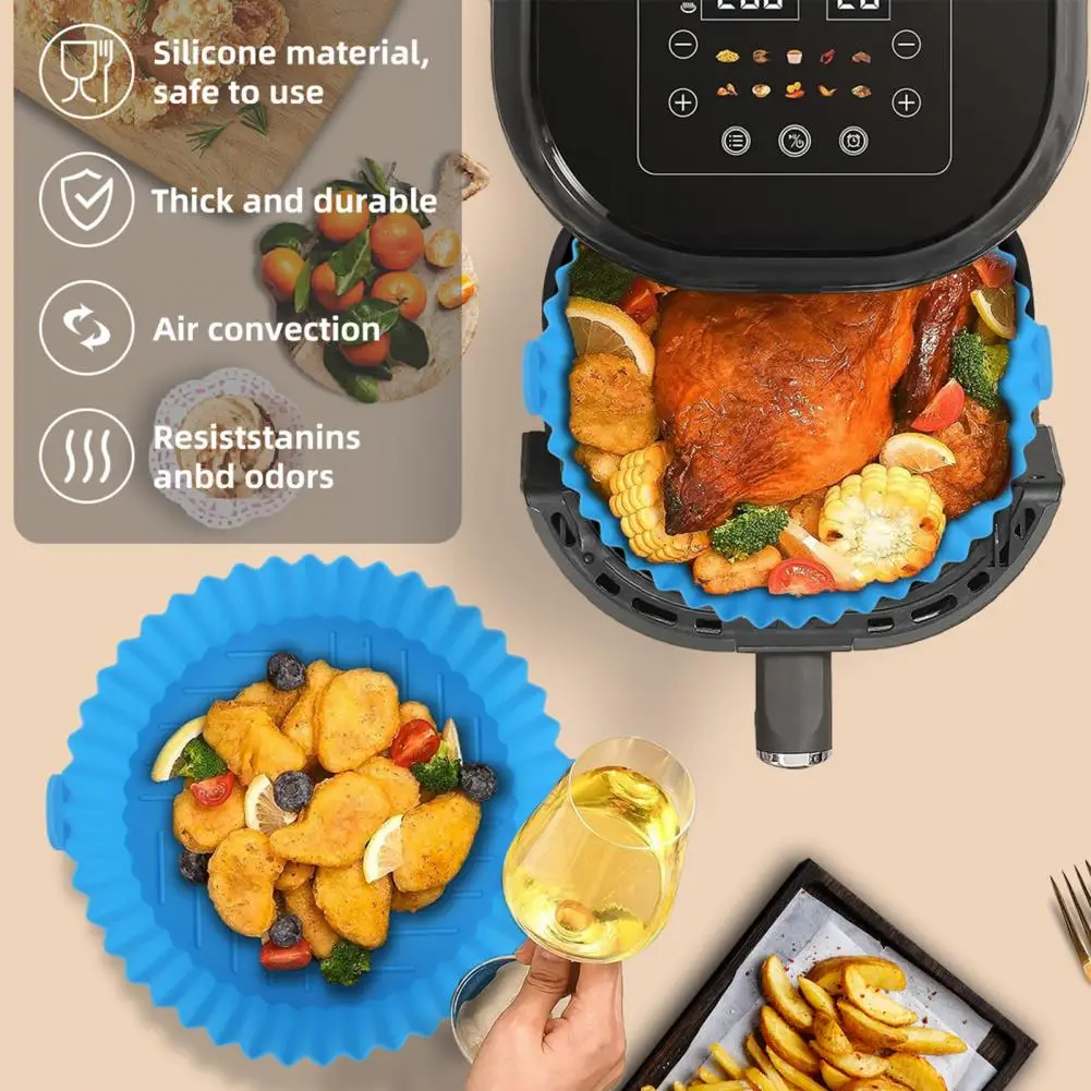 Air Fryer Silikon Topf Air Fryer Tablett Liner Lebensmittelqualität Silikon Air Fryer Liner Set für verschiedene Qt Fritteusen für Pergament
