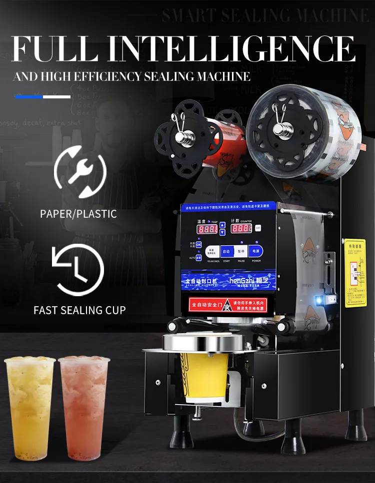 220/110V Stainless Steel Boba Tea Filler Sealer Electric Automatic Sealing Machine for Bubble Tea Equipment 9/9.5cm Coffee Shop
