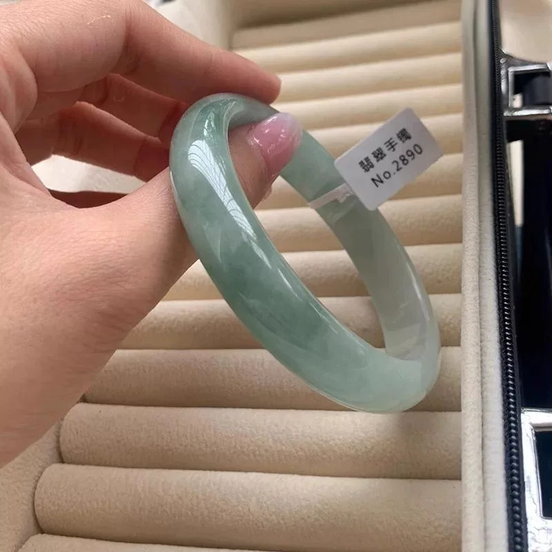 Myanmar jadeite bracelet  and translucent with green patterns