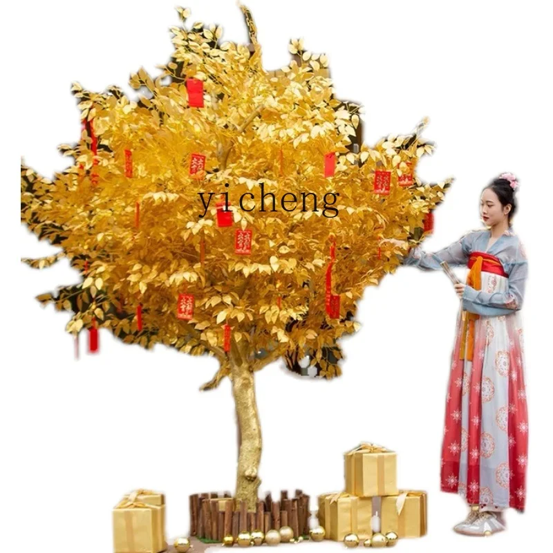 

XL Simulation Gold Banyan Money Tree Wishing Tree Large Fake Trees Pachira Macrocarpa New Year Red Envelope Tree