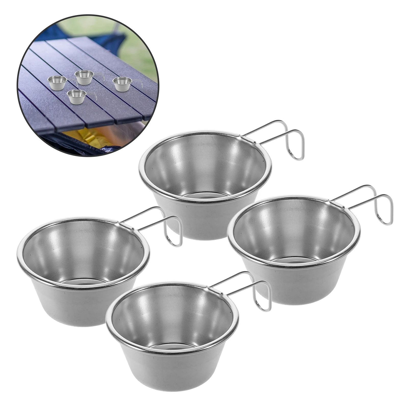 

4 Pcs Outdoor Mini Stainless Steel Beverage Cups 50ml Portable Travel Water Cup Stackable Reusable Drink Glass