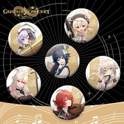 Anime HD Print Metal Badge Game Genshin Impact Symphony Concert Theme Cosplay Brooch Venti Klee Diluc Kaeya Halloween Ornament