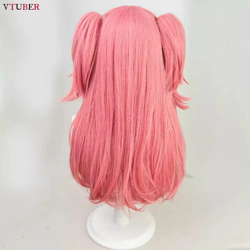 Momoi-Peluca de Cosplay Airi de 70cm de largo, coleta de doble Clip rosa, pelo sintético resistente al calor, pelucas de Anime para fiesta de Halloween y gorro de peluca