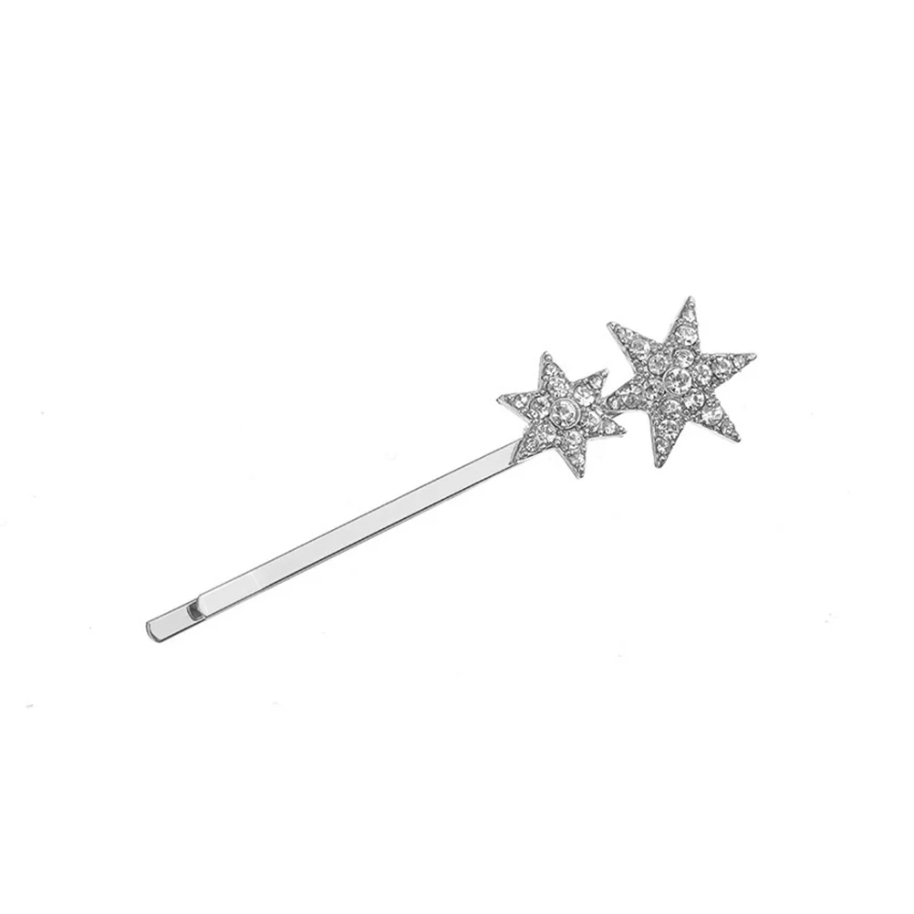 4 Pcs Hair Pin Drill Hairpin Girl Barrette Pentagram Bobby Diamond Five-pointed Star Alloy