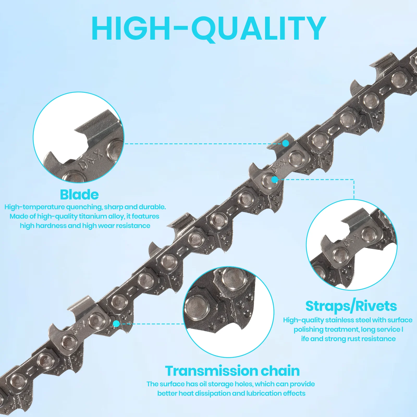 14 Inch Saw Chainsaw Chain 52 Drive Links 043' Gauge 3/8' LP Pitch Replacement Chainsaw Chains Fits Craftsman, Echo Dewalt