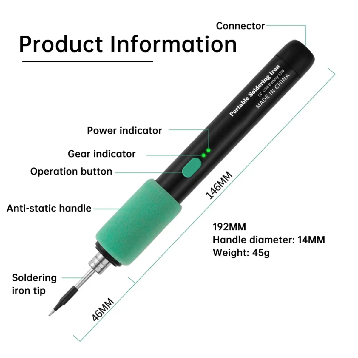 Soldering Iron 8W 3-Levels Adjust Temperature Built-in Battery Soldering Iron Welding Set DIY Home Repair Solder Tool