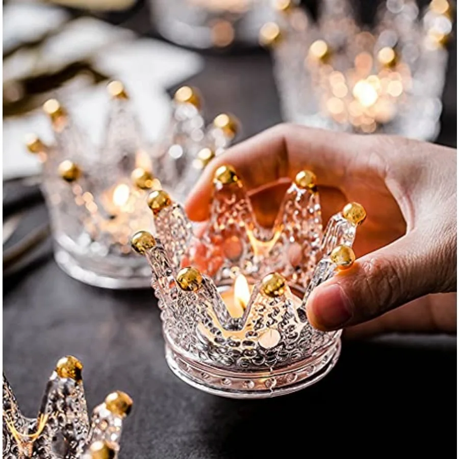 

Набор из 12 стеклянных подсвечников Crown Glass для чайных свечей, для свадеб, вечеринок и домашнего декора