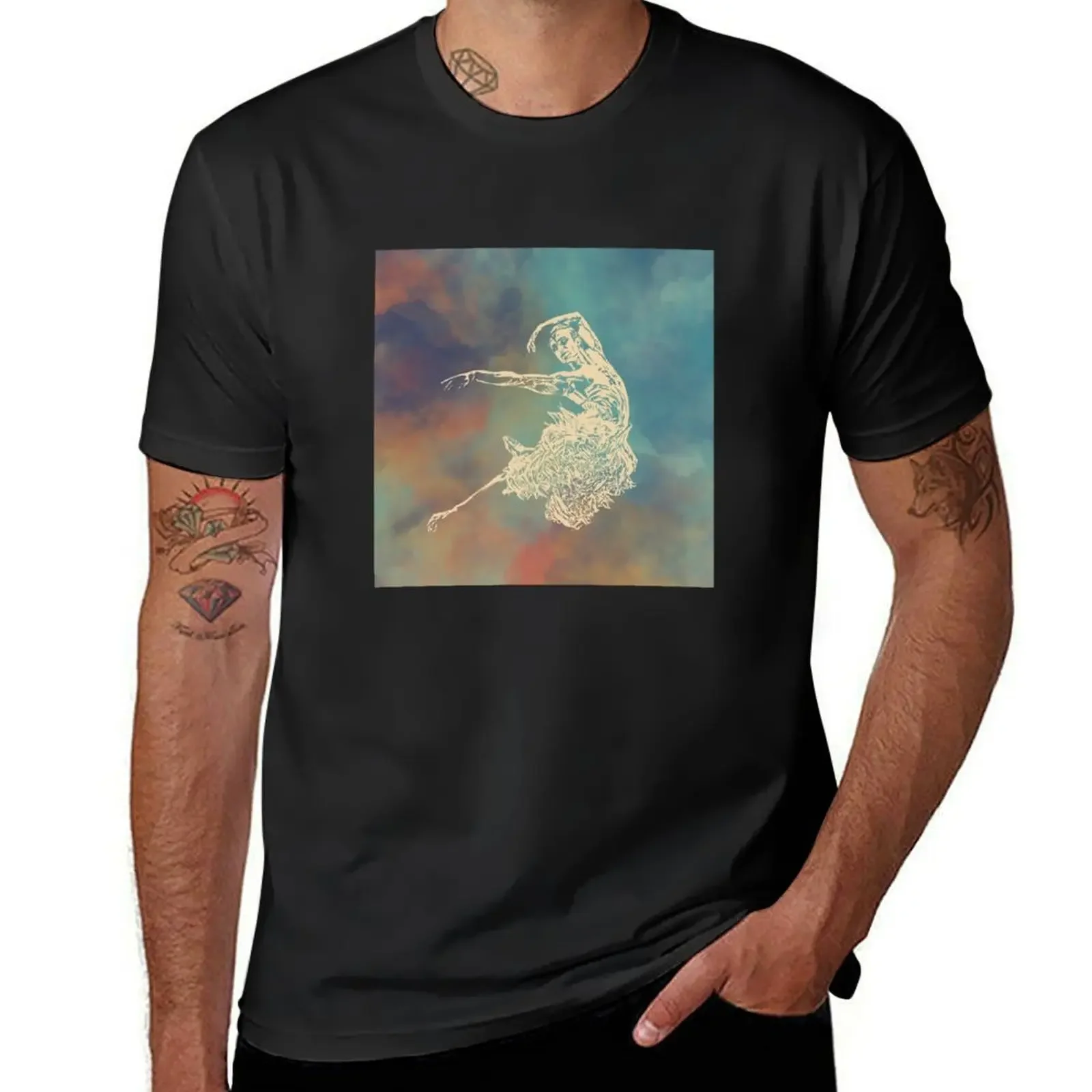 

Lino print Male Ballet Dancer Swan from Swan Lake T-Shirt Man t-shirt clothes vintage outfits for men