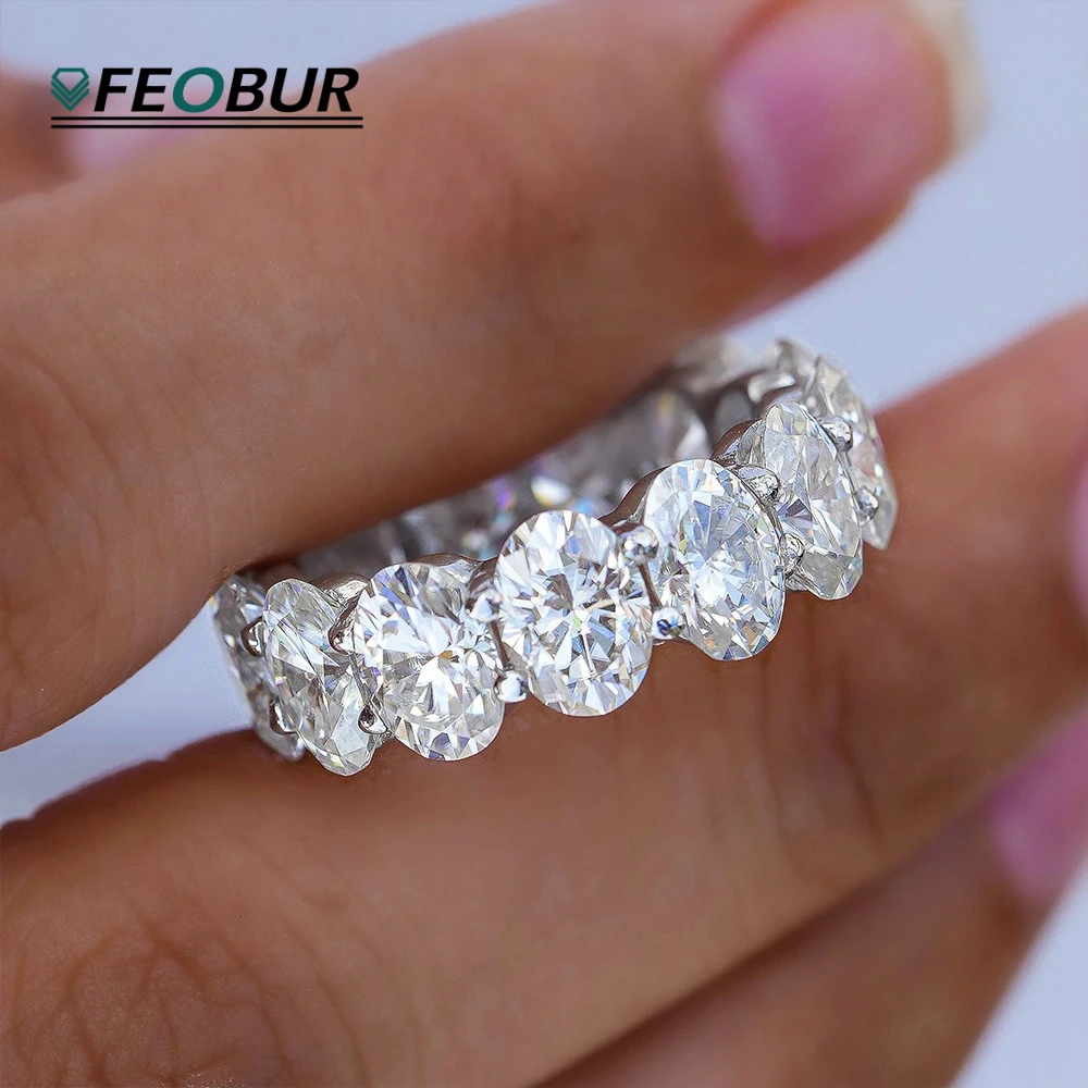 

5*7 мм овальное кольцо с муассанитом Full Eternity с сертификатом, женское обручальное кольцо из стерлингового серебра 925 пробы с лабораторным бриллиантом, минималистичные ювелирные изделия