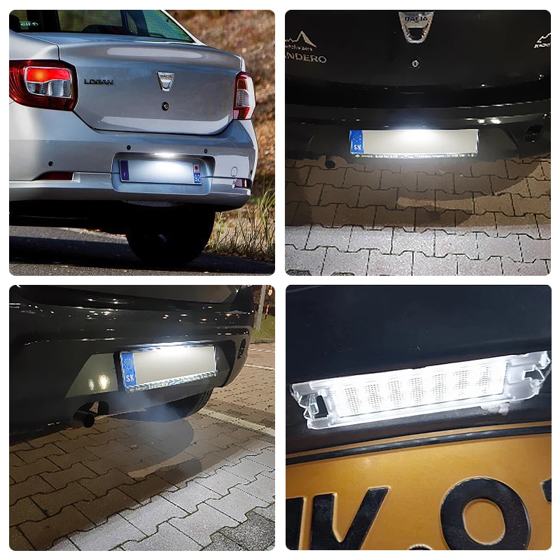 For Dacia Sandero Logan II 2013-UP White LED Number License Plate Light Replace OEM 8200957874