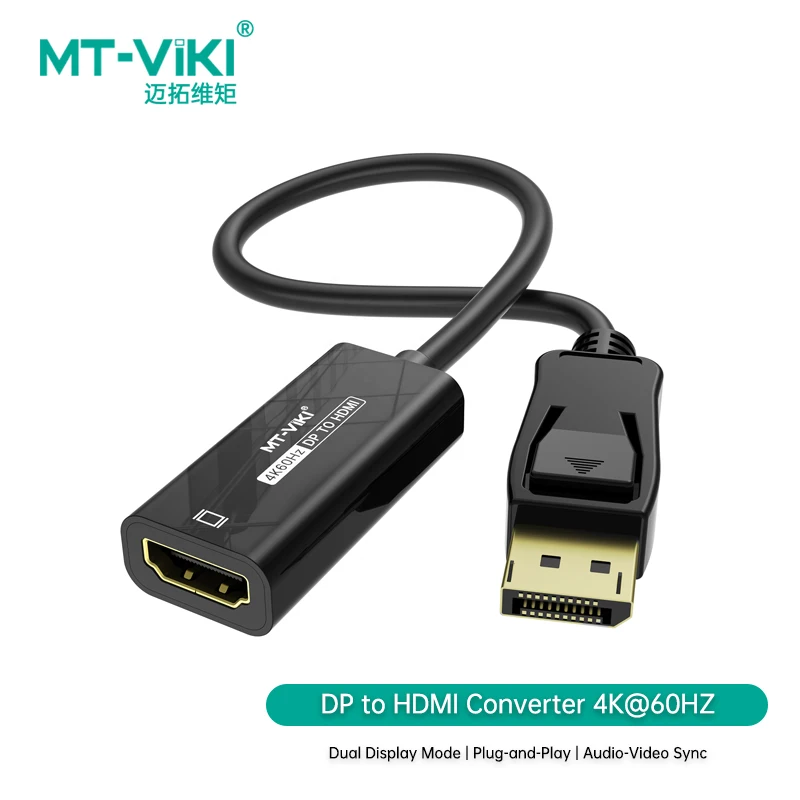 

MT-VIKI DP to HDMI Converter 4K HD Cable DP to HDMI Adapter for Desktop Laptop to Monitor Projector MT-CPH03