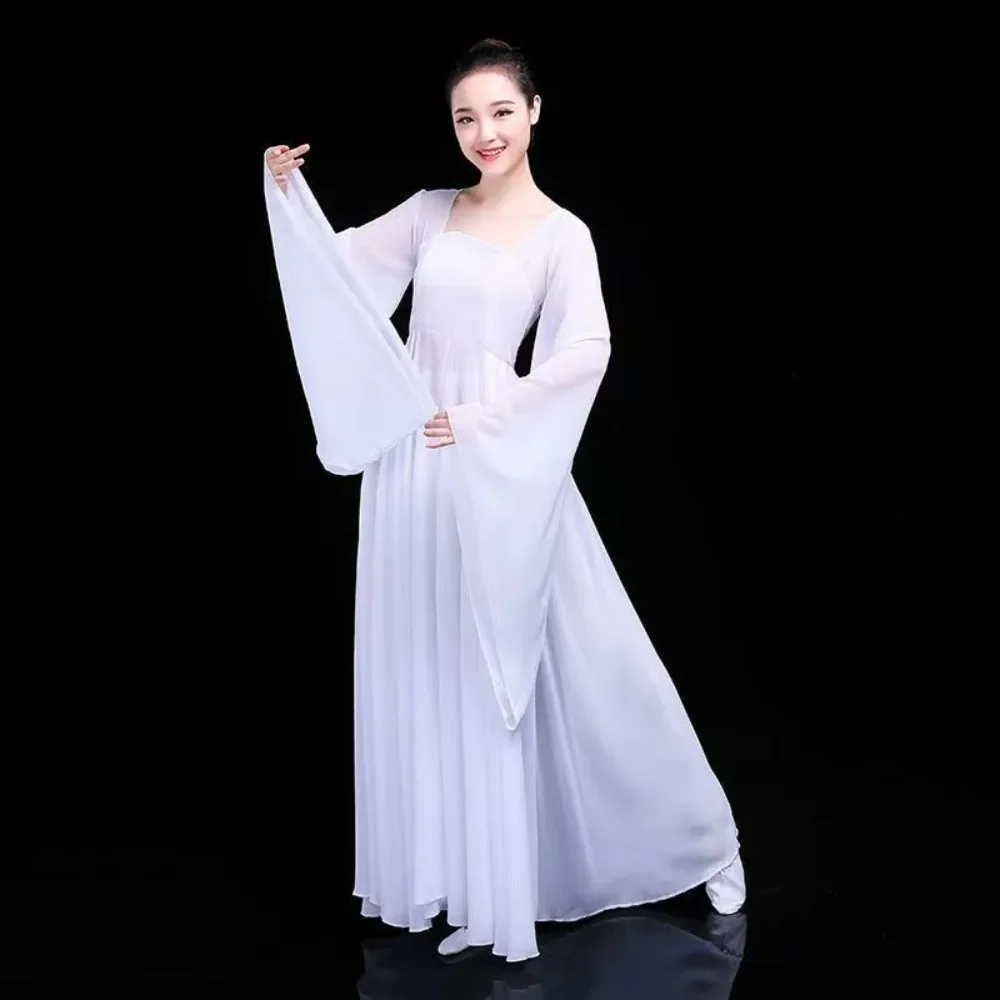 클래식 Hanfu Yangko 댄스 의류 여성 중국 우아한 민속 무용 의상 팬 댄스 전통 Hanfu 오리엔탈 드레스