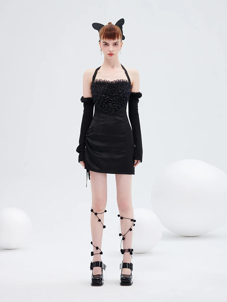 

Azepam Visual Anti-Aging Heart Pleated Hanging Ne Wrap around Dr Unique Sle Long Sve ort Length O-ape Dr