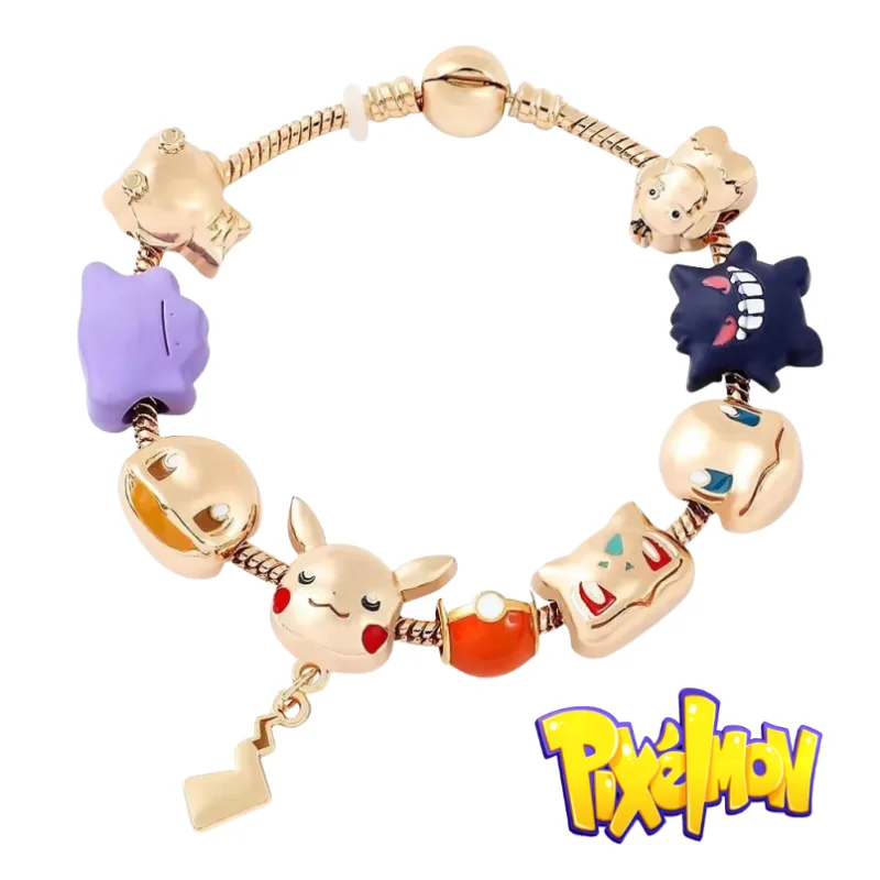 

New Pokemon Anime Peripheral Eevee DIY Bracelet Beaded Men's and Women's Jewelry Niche Luxury Bracelet Accessories Cartoon Gift