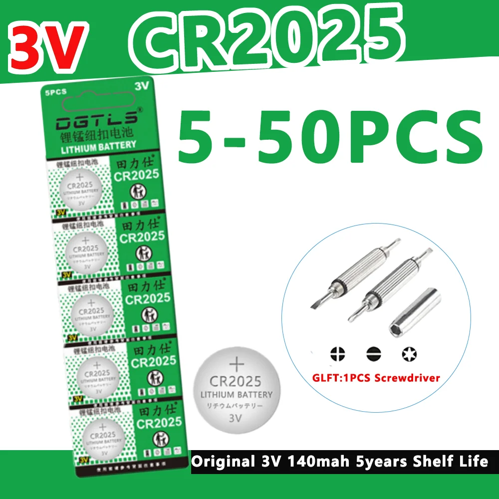 5-50pcs CR2025 Battery CR 2025 3V Lithium Battery DL2025 BR2025 KCR2025 Computer Electronics Button Battery