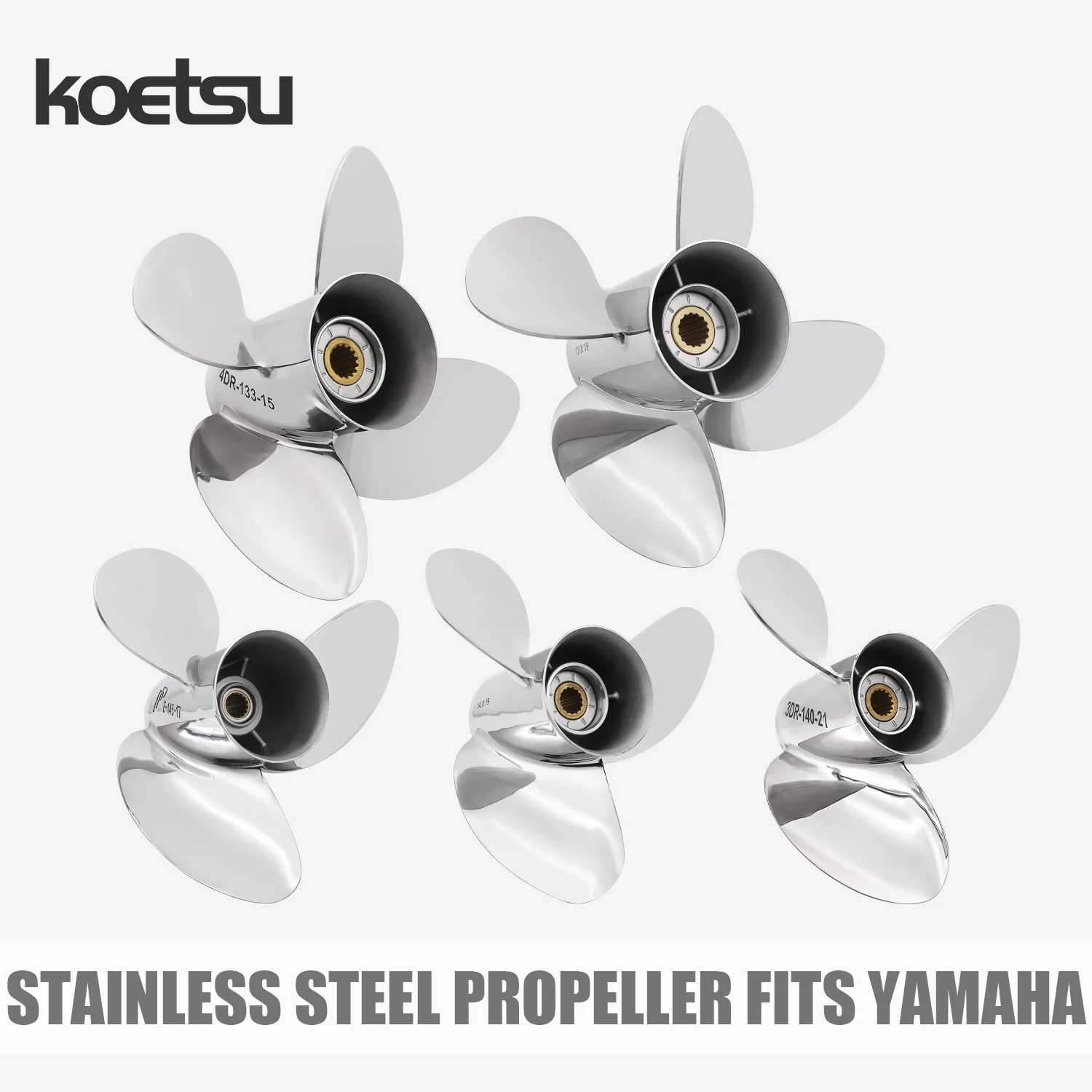 KOETSU Stainless Steel 3 Blade Propeller Fit For Yamaha Outboard Motor Marine Boat Engine Replacement Prop Accessories