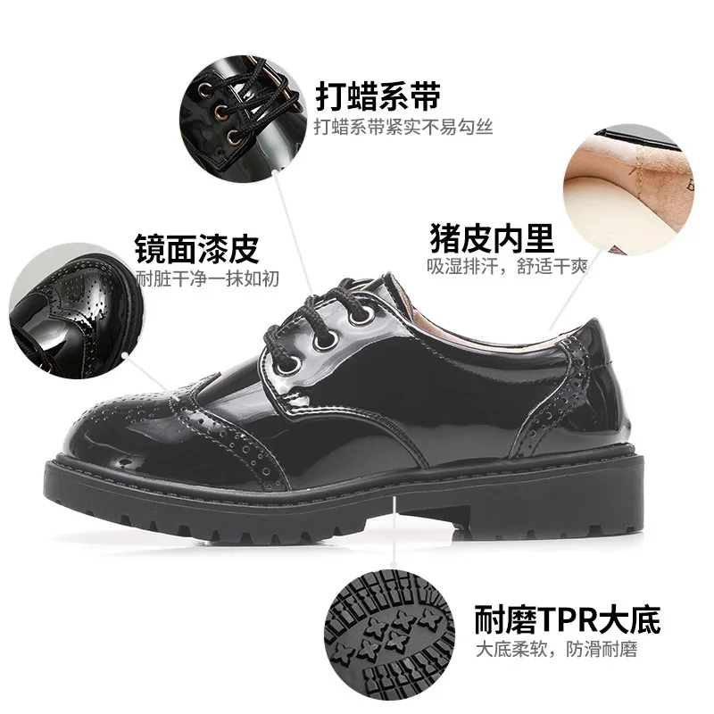 Children Leather Shoes Spring Boys Black Shoe British Style Primary School Kids Performance Shoes أحذية غير رسمية boys shoes