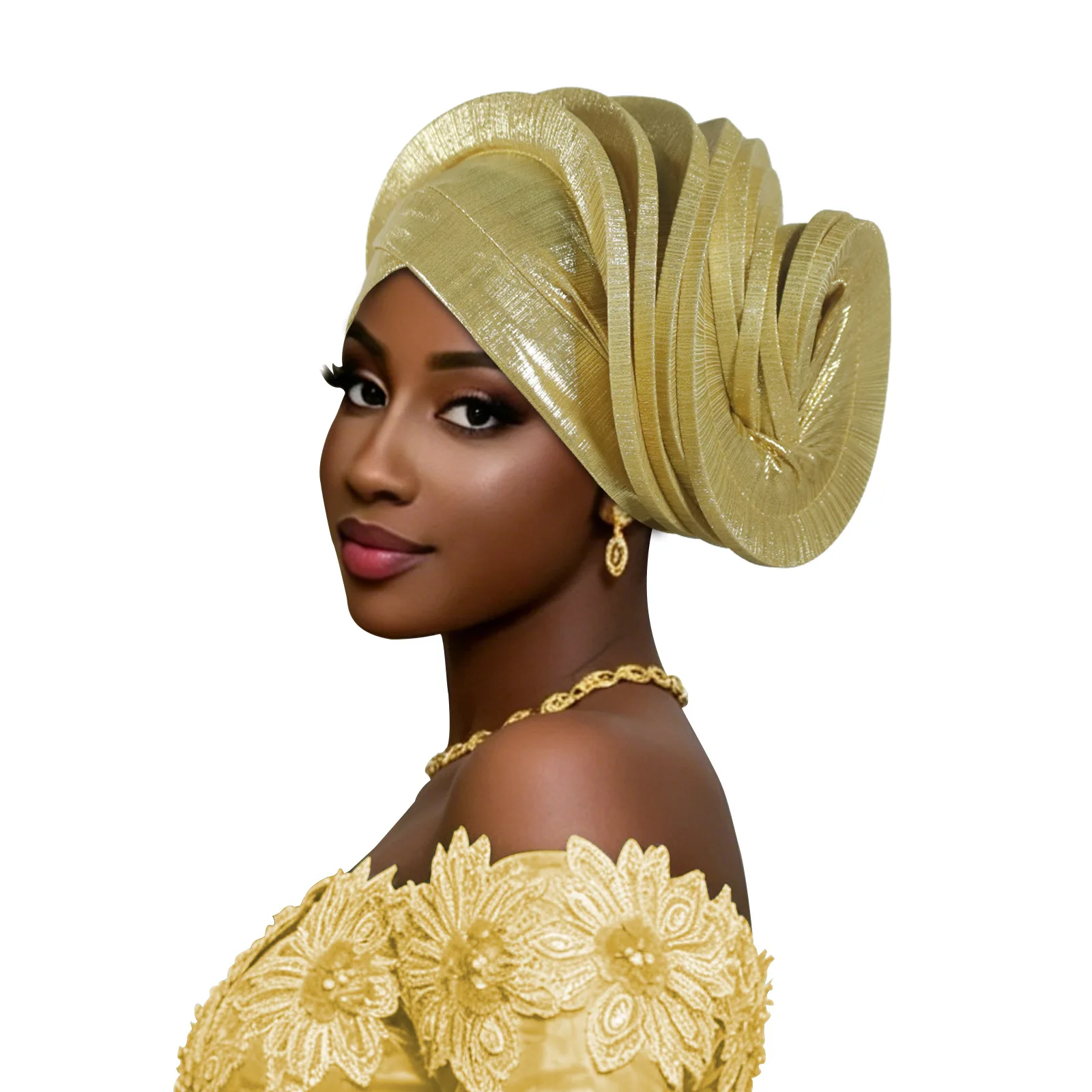 Gorro turbante elástico con volantes estilo africano para mujer, pañuelo para la cabeza, gorro de boda nigeriano, Auto Gele, accesorio para fiesta, tocado, sombrero