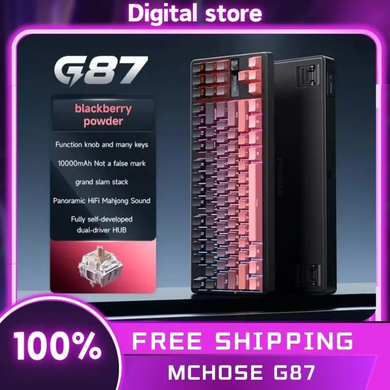 

MCHOSE G87 Mechanical Keyboard Tri-mode Wireless Hot Swap RGB Gasket Structure Multifunctional Knob Customized Gaming Keyboard