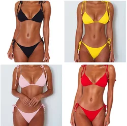2025 Style Sexy Pad Bikini Set S-XXL Shiny Sexy Swimwear Women Tankini Femme Maio Biquinis Badpak Mujer Banador