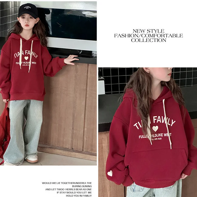 

Kawaii Girl Fashion Hooded Sweatshirt Student Spring Autumn Cartoon Casual Long Sleeves Pullover Shirt Tops Children's Clothing