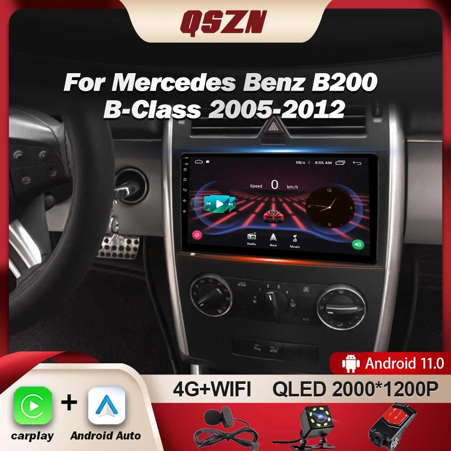 QSZN Android 13 Carplay For Mercedes Benz B200 A B Class W169 W245 Car Radio Stereo Viano Vito W639 Sprinter W906 GPS Navigation