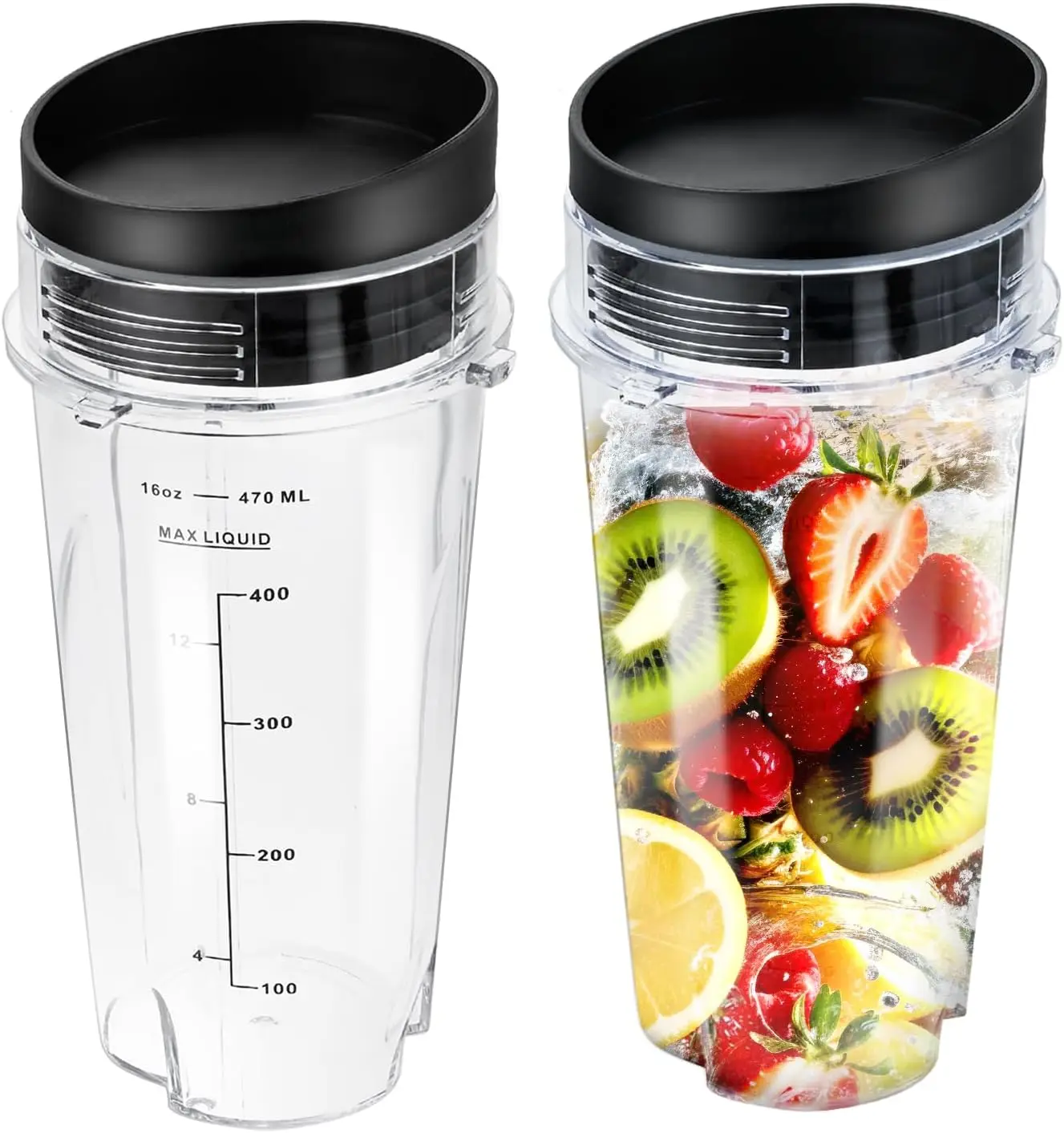 Vasos de licuadora de 16oz para licuadora Nutri Ninja, taza de licuadora con escala y tapa de sordera para licuadora Nutri Ninja BL-770/780/660/740/810