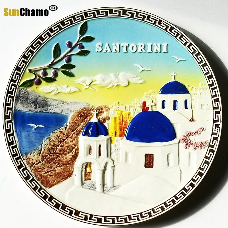 15cm Italian Sicilian Village Aegean Greek Creative Disk Background Decoration Display Hand-painted Ceramic Disctourist Souvenir