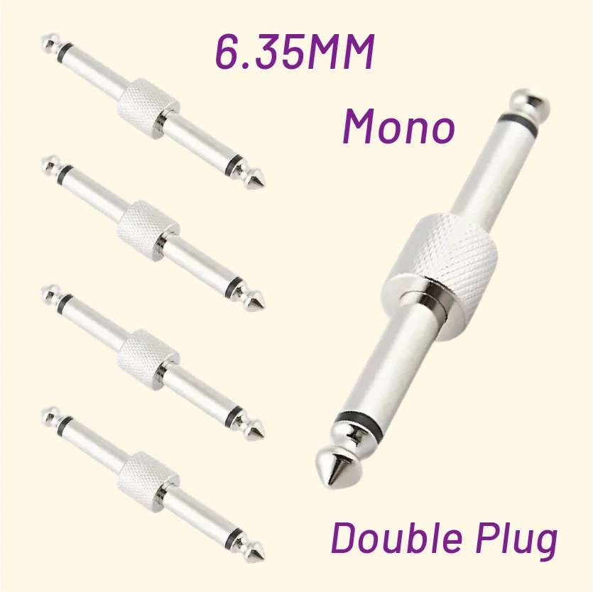 Male To Male Coupler Jack Plug Adapter Pedal Coupler 6.35mm 1/4 Straight Connector for Guitar Effects Pedalboard