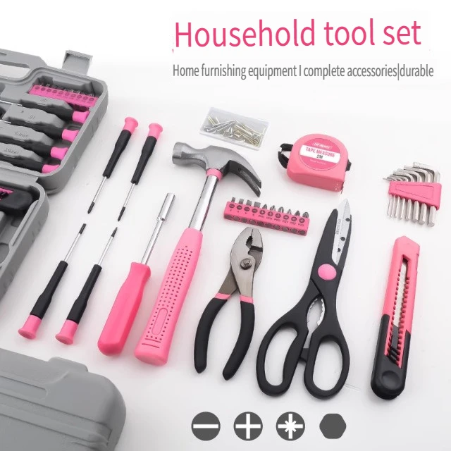 13PCs Pink DIY Tool Kit with Electric Pen & CR-V Steel - Home Maintenance Hand Tools Set for Women & Car Care