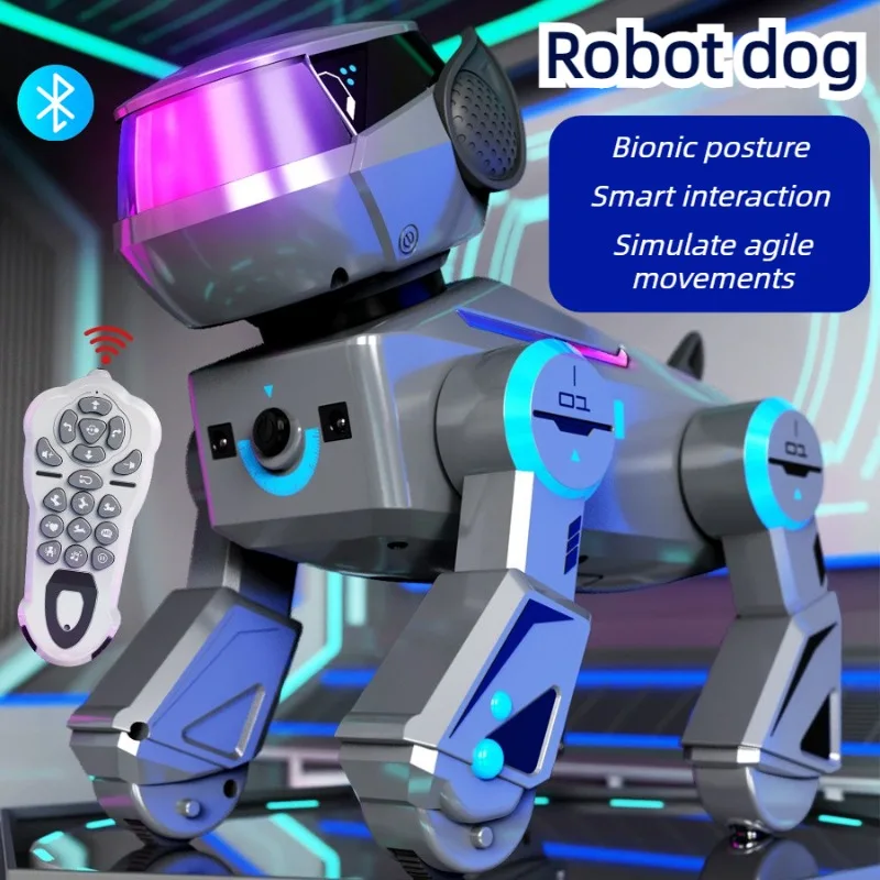 รีโมทคอนโทรลอัจฉริยะของเล่นสุนัขหุ่นยนต์บลูทูธเพลงเต้นรำของเล่นสุนัขอิเล็กทรอนิกส์พร้อมไฟ LED ของขวัญวันเกิดเด็กแบบชาร์จไฟได้